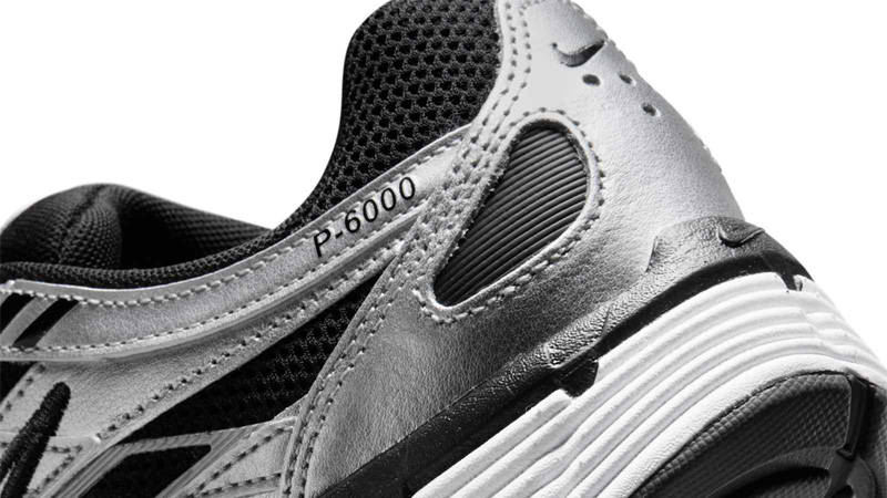 Nike P-6000 Metallic Silver Black White Closeup