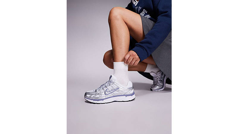Nike P-6000 Metallic Silver World Indigo on foot