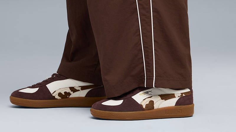PUMA Palermo Cow Print Chocolate Brown 406129-01 on foot