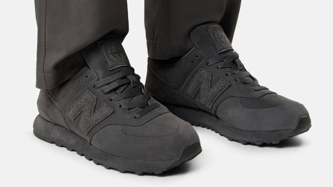 Stone Island x New Balance 574 Ghost Grey NBF1V0067 on feet
