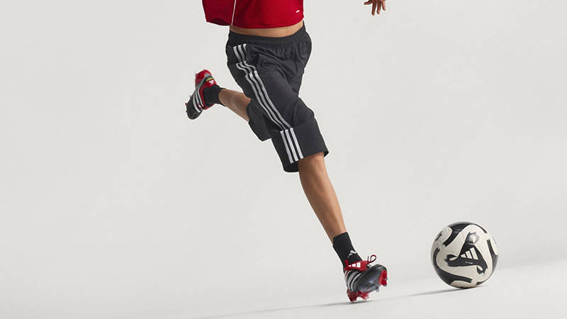 adidas Predator Precision FG Boots Black Red JS0572 on foot side