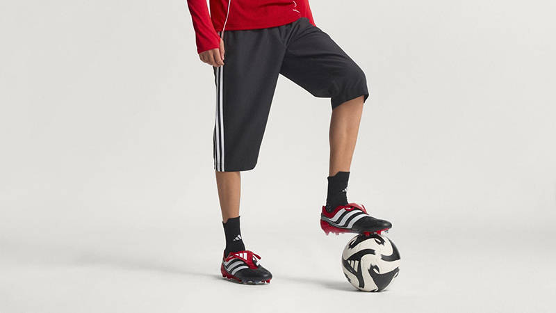 adidas Predator Precision FG Boots Black Red JS0572 on foot