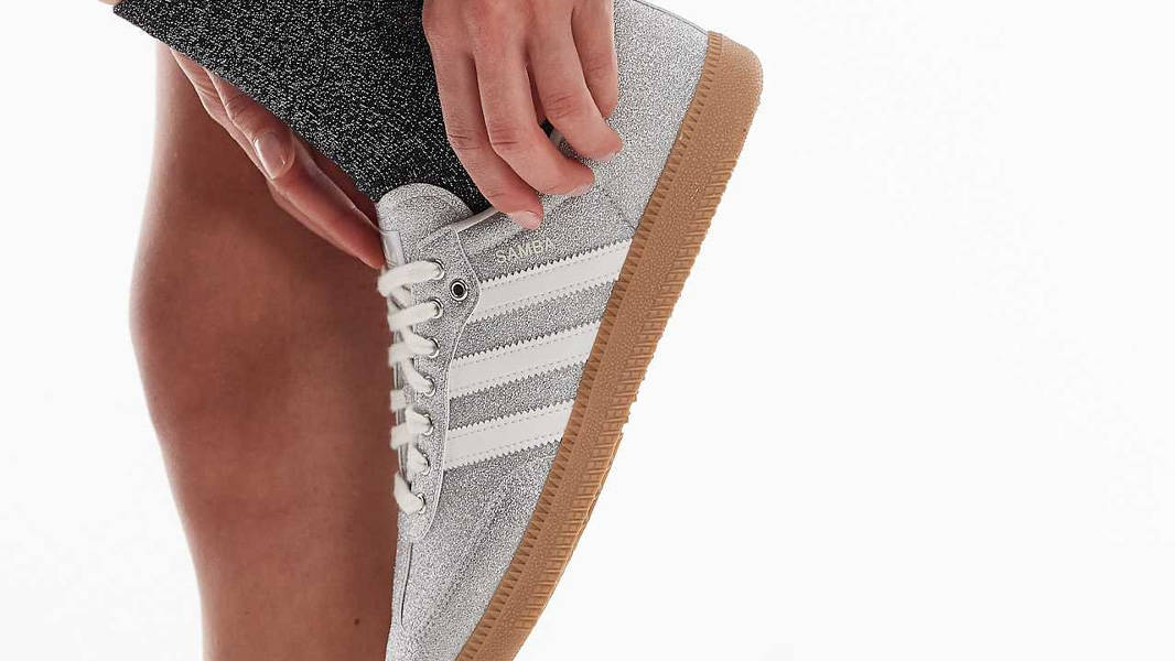 adidas Samba OG Silver Glitter On Foot 1