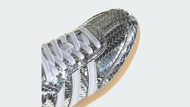 adidas Samba Patent Snakeskin Silver Metallic IH9016 toe