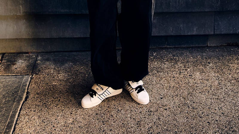 AVIREX x adidas Superstar White on foot