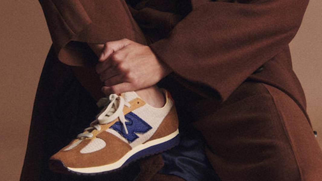 Sézane x New Balance 471 Ecru Brown On Foot