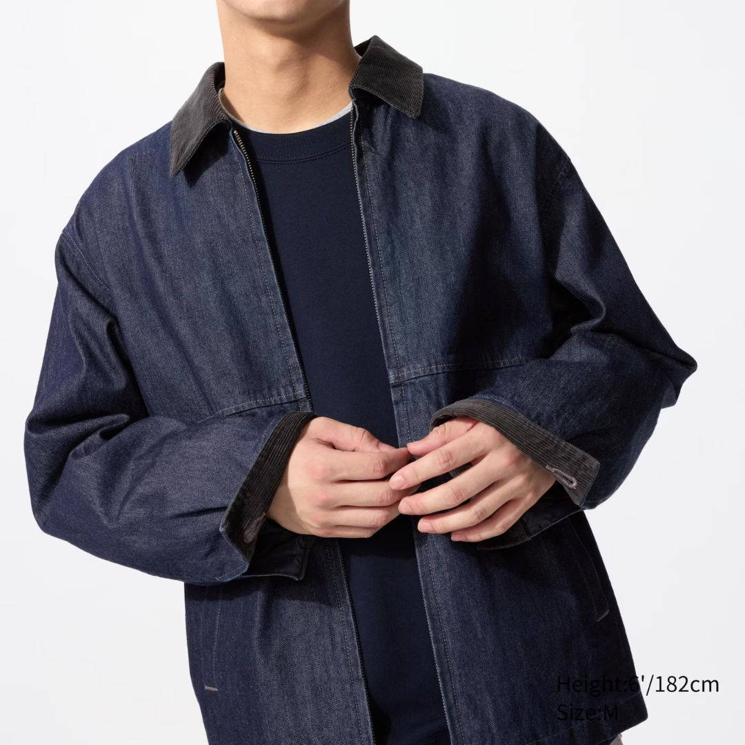 UNIQLO Denim Zip-Up Short Blouson Outfit Details