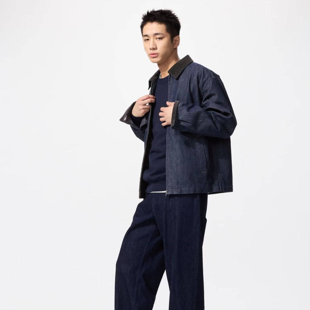 UNIQLO Denim Zip-Up Short Blouson Outfit