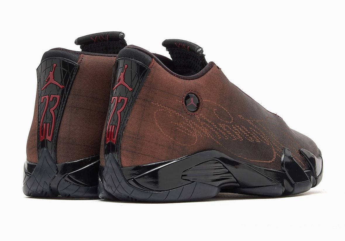 The Mowalola x Air Jordan 14 Black Burnt Red back