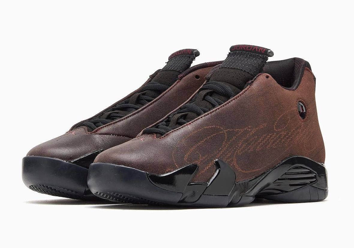 The Mowalola x Air Jordan 14 Black Burnt Red front