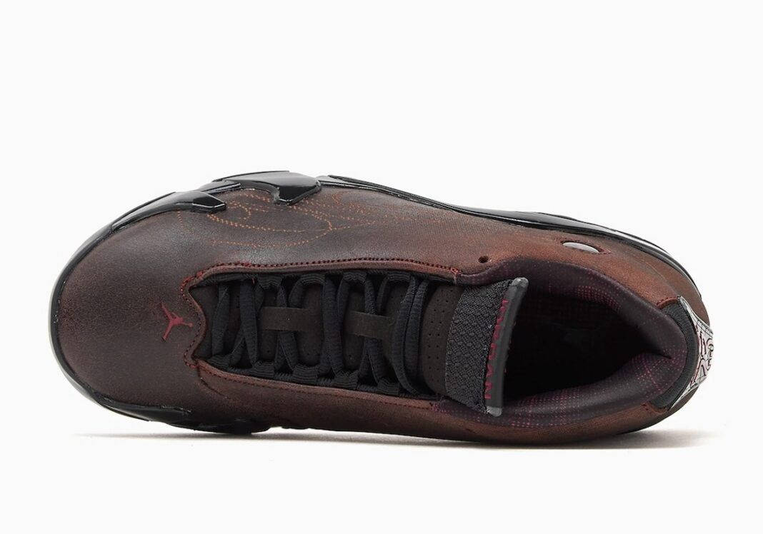 The Mowalola x Air Jordan 14 Black Burnt Red middle