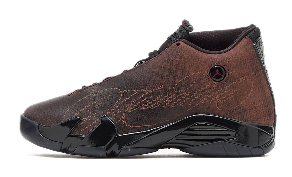 The Mowalola x Air Jordan 14 Black Burnt Red