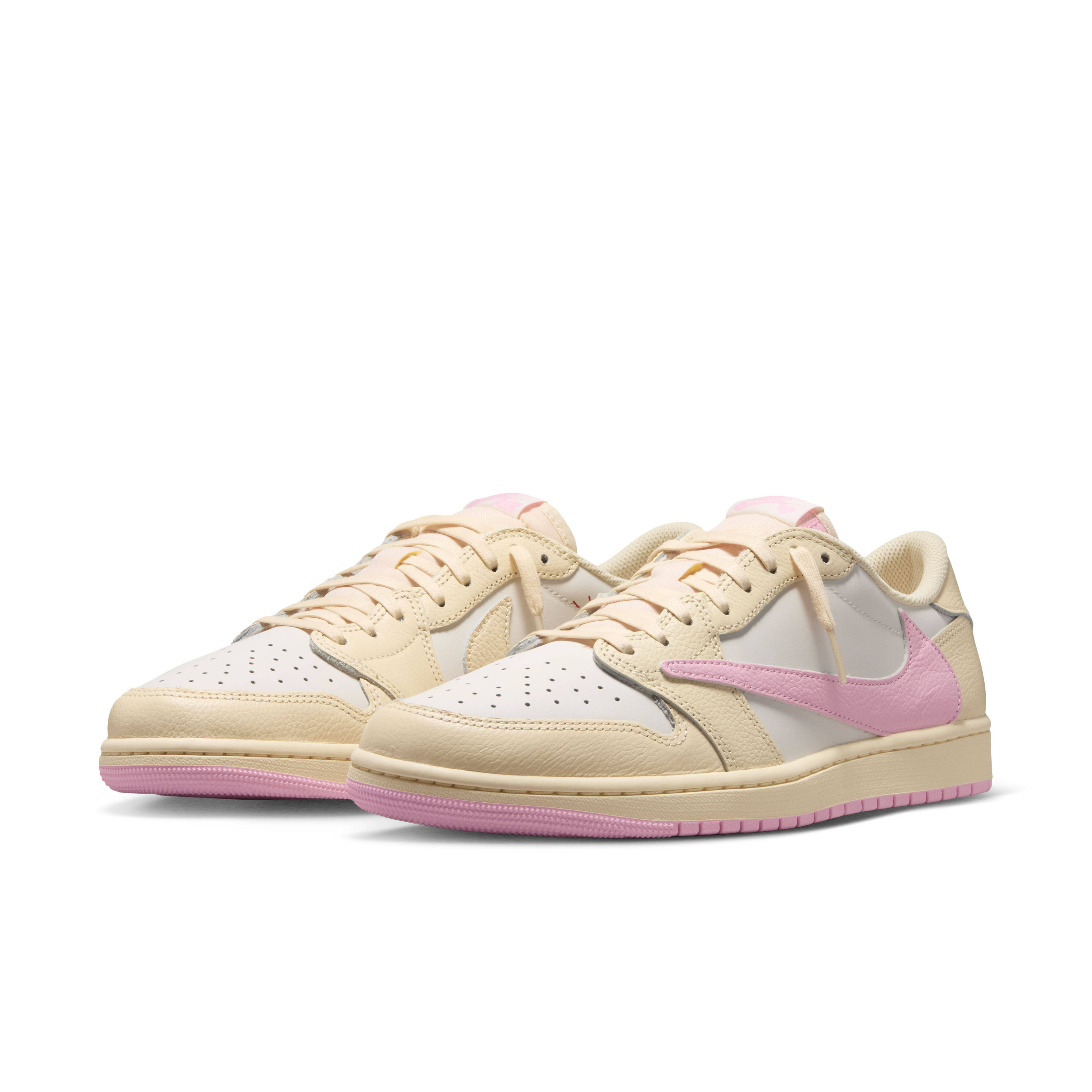 Travis Scott x Air Jordan 1 Low OG Muslin Shy Pink Pair