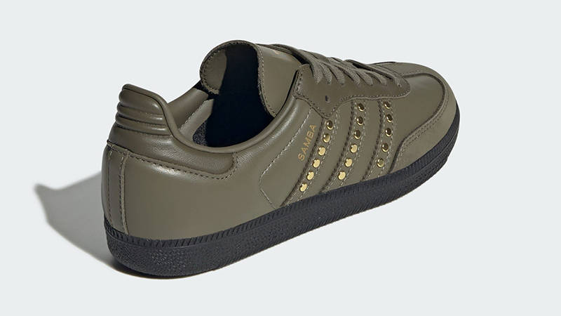 adidas Samba OG Studded Stripes Dark Khaki Olive JR8870 back
