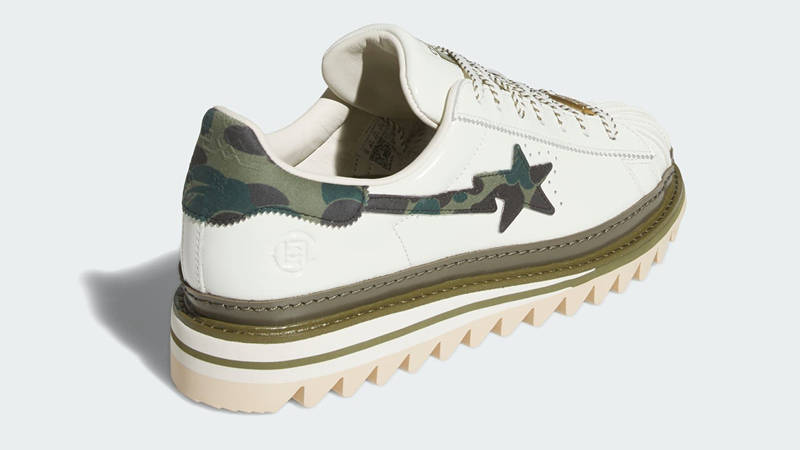 CLOT x A BATHING APE x adidas Superstar White Olive back