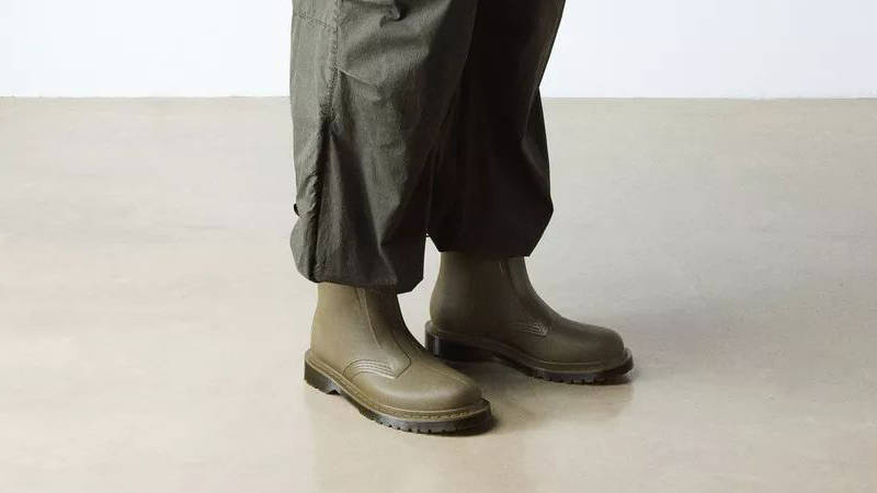 Dr Martens 1460 Rain Boots Olive Green 41250300 on foot side