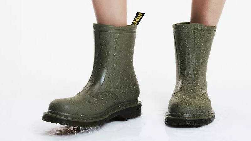 Dr Martens 1460 Rain Boots Olive Green 41250300 on foot