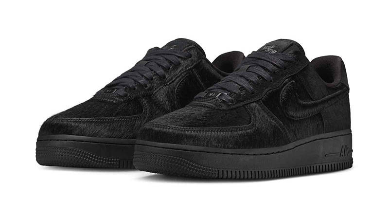 Nike Air Force 1 Low 07 Triple Black Pony Hair II7398-001 front