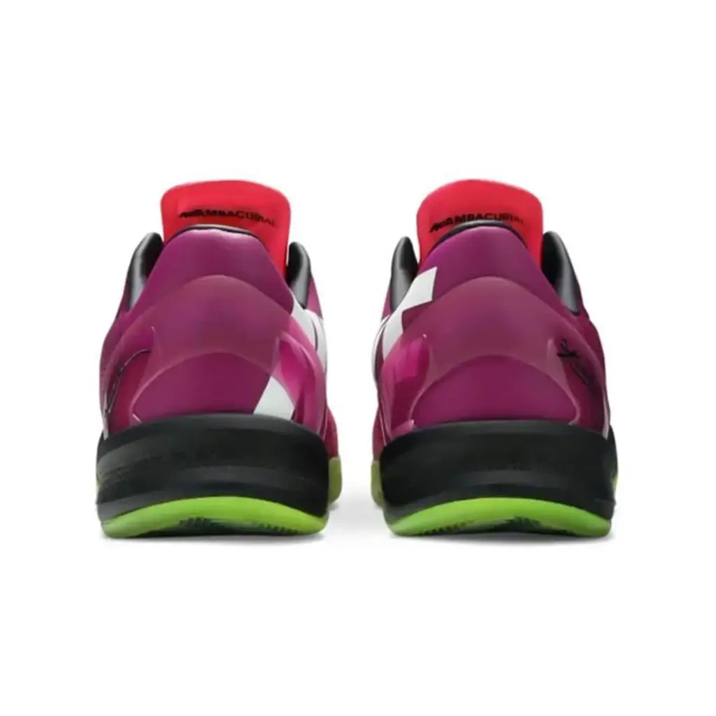 Nike Kobe 8 Protro Mambacurial heel view showing gradient rear panel and Volt heel stamp detail