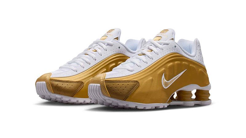 Nike Shox R4 GS Metallic Gold White | CW2626-700 | The Sole Supplier
