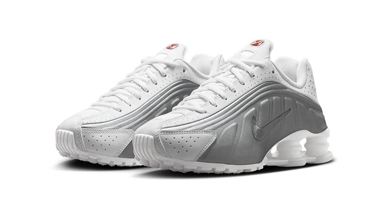 Nike Shox R4 GS White Metallic Silver CW2626-101 front
