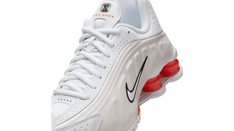 Nike Shox R4 GS White Picante Red CW2626-102 tongue