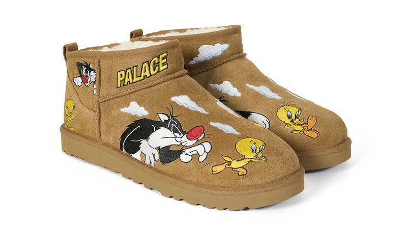 Palace x UGG Classic Ultra Mini Boot Looney Tunes Tweety Brown front