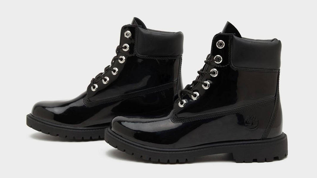 Timberland 6 Inch Premium Waterproof Boots Patent Black Lifestyle