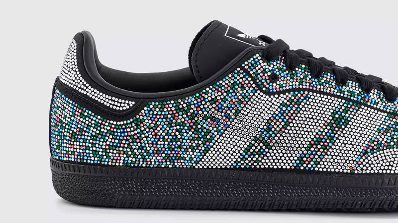 adidas Samba Rhinestone Black Silver Closeup