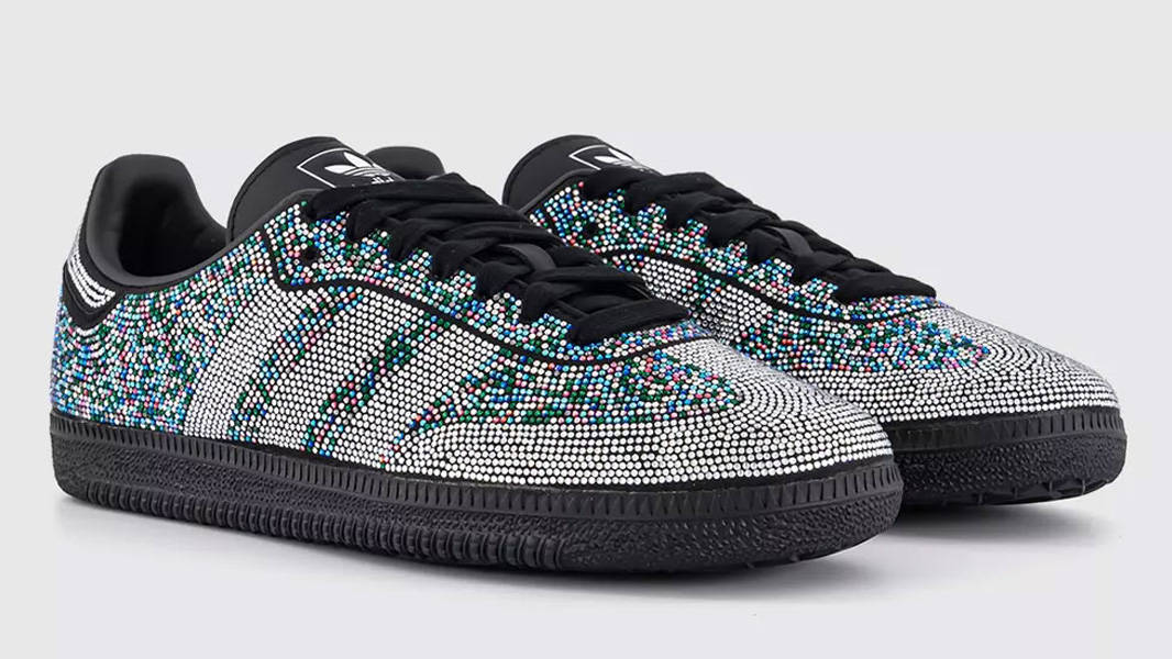 adidas Samba Rhinestone Black Silver Front