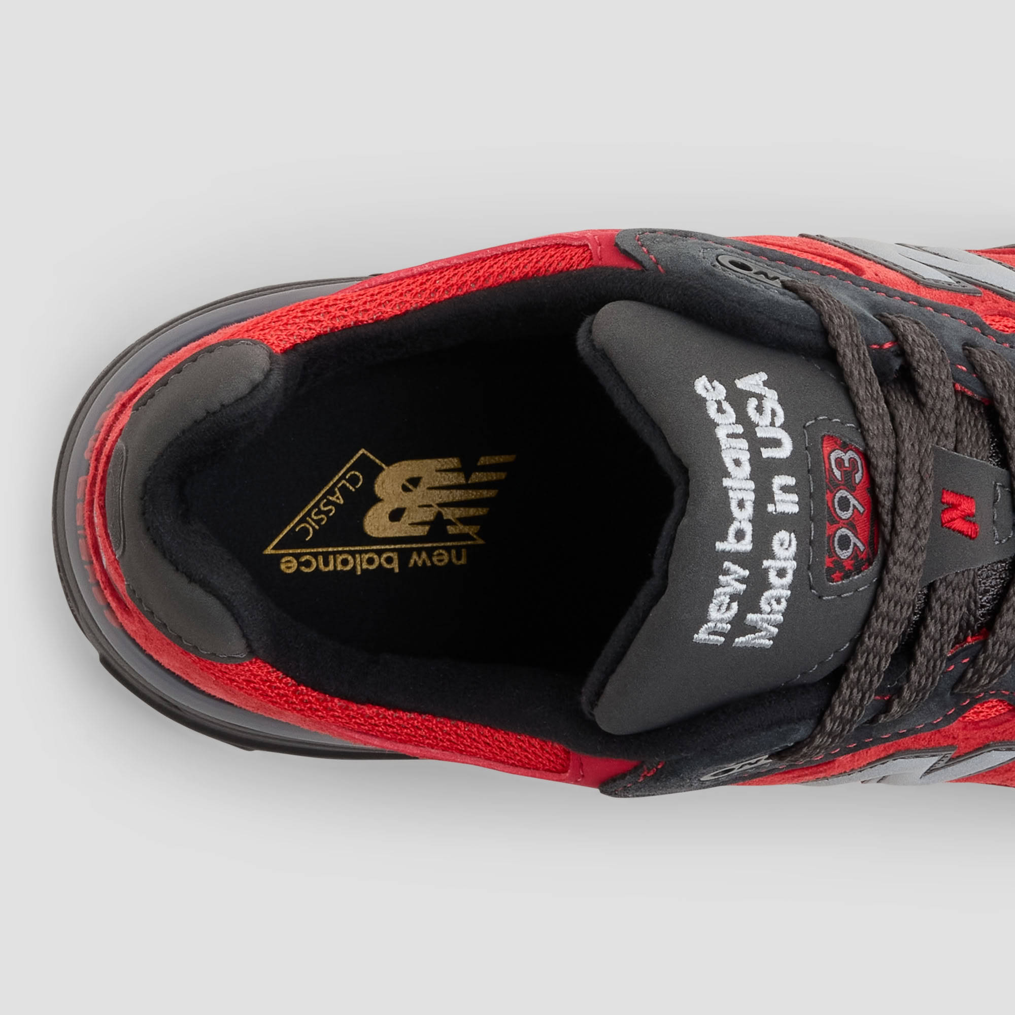 New Balance 993 Black Red Top Detail