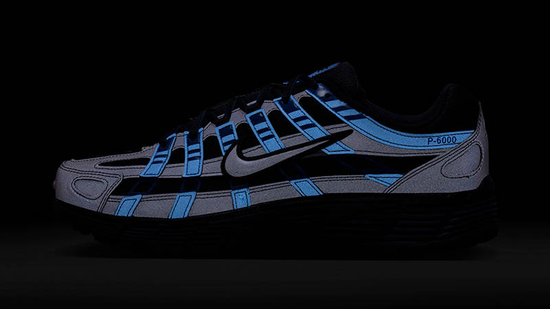Nike P-6000 SE Court Blue Black HV6904-401 in the dark