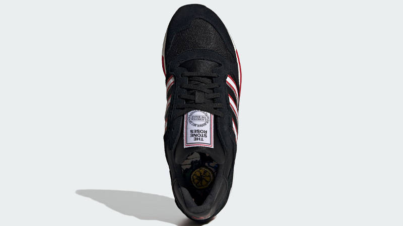 The Stone Roses x adidas ZX 600 Black Red Top Down View