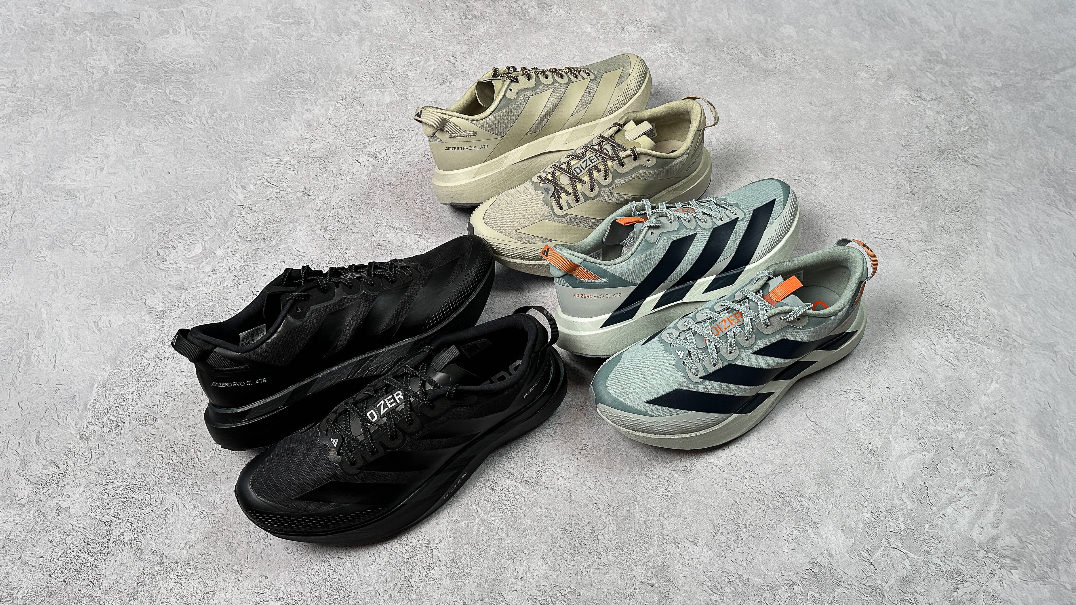 adidas adizero evo sl atr collection shot black wonder grey and beige editions