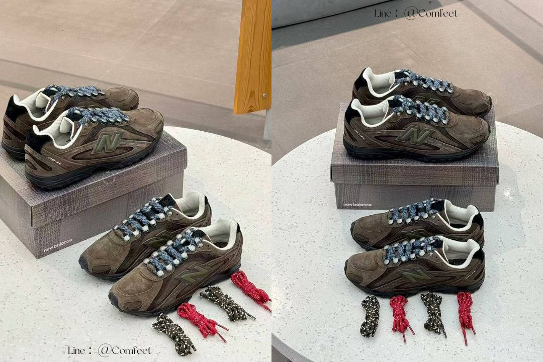 basketcase x new balance 204L laid out with boxes and extra laces included