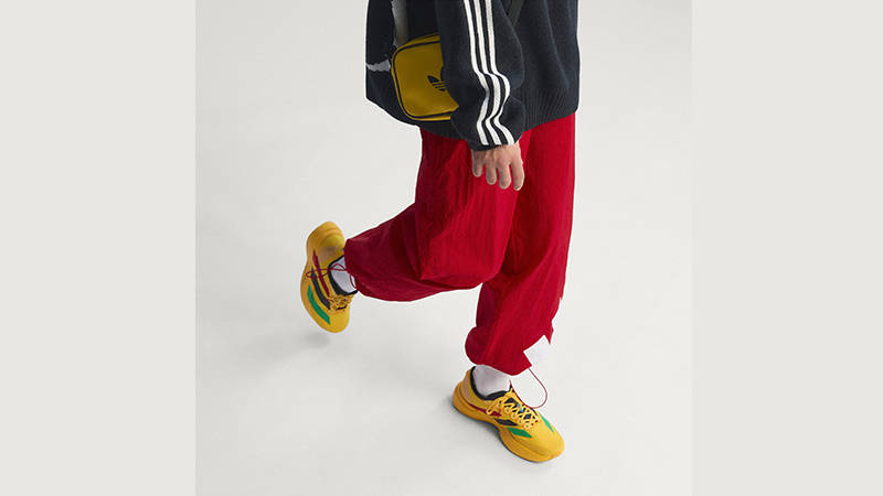 Bob Marley x adidas EVO SL Yellow Multi KJ3625 on foot front