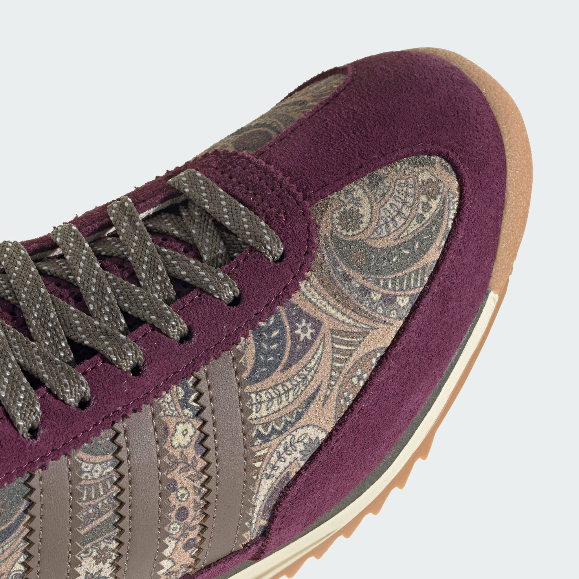 Liberty London x adidas SL 72 Maroon Olive Strata KI4804 toe