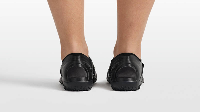 NikeSKIMS Air Rift Satin Pack Black IQ7158-001 on foot back