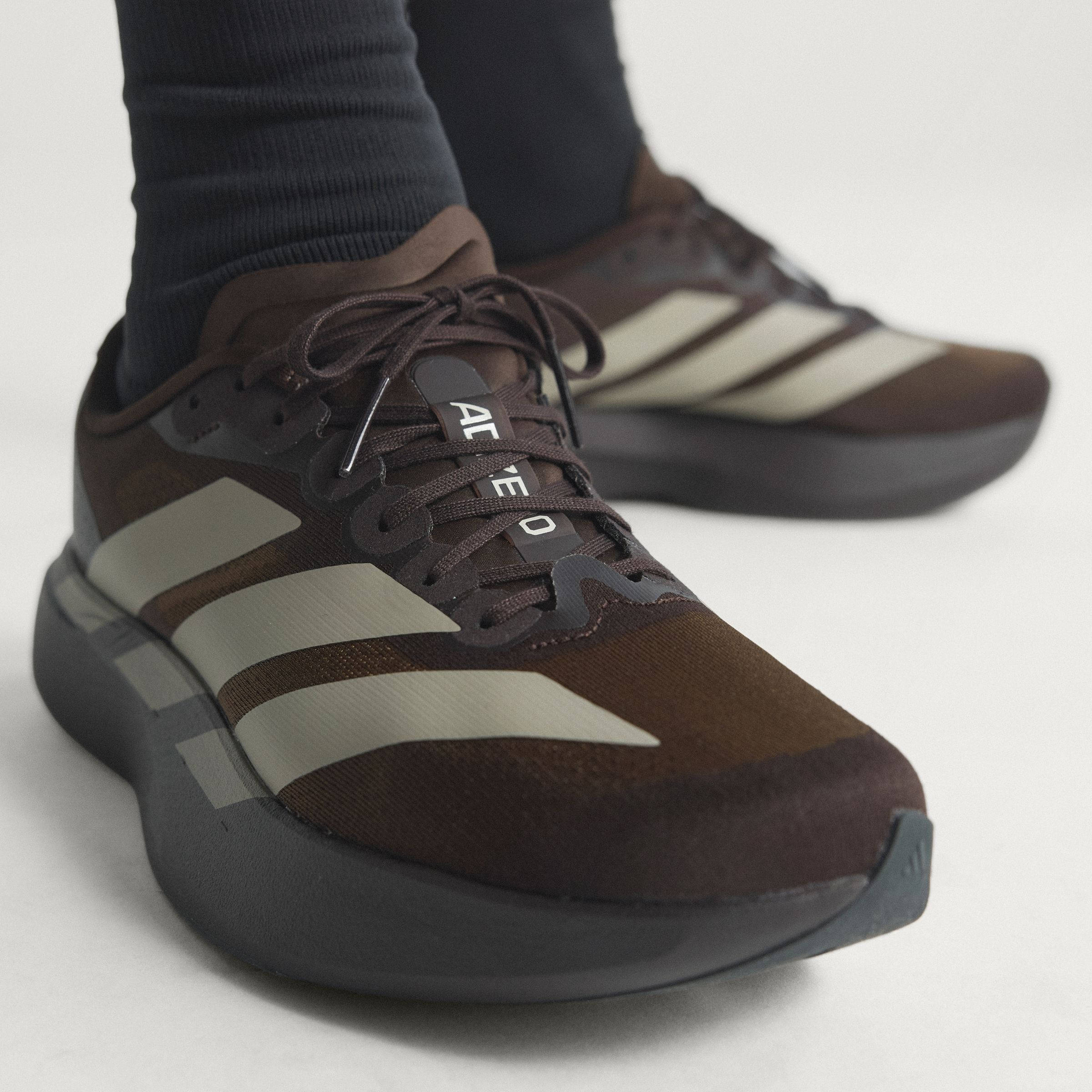 adidas Adizero EVO SL Aurora Coffee KI3946 on foot closeup