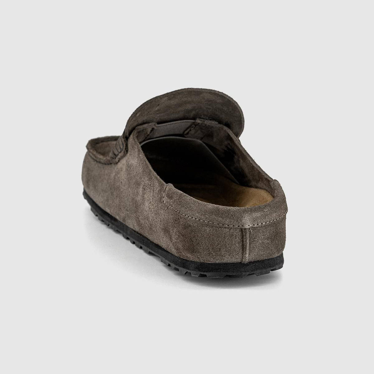 Birkenstock Naples Wrapped Clogs Suede Concrete Grey 1029672 back