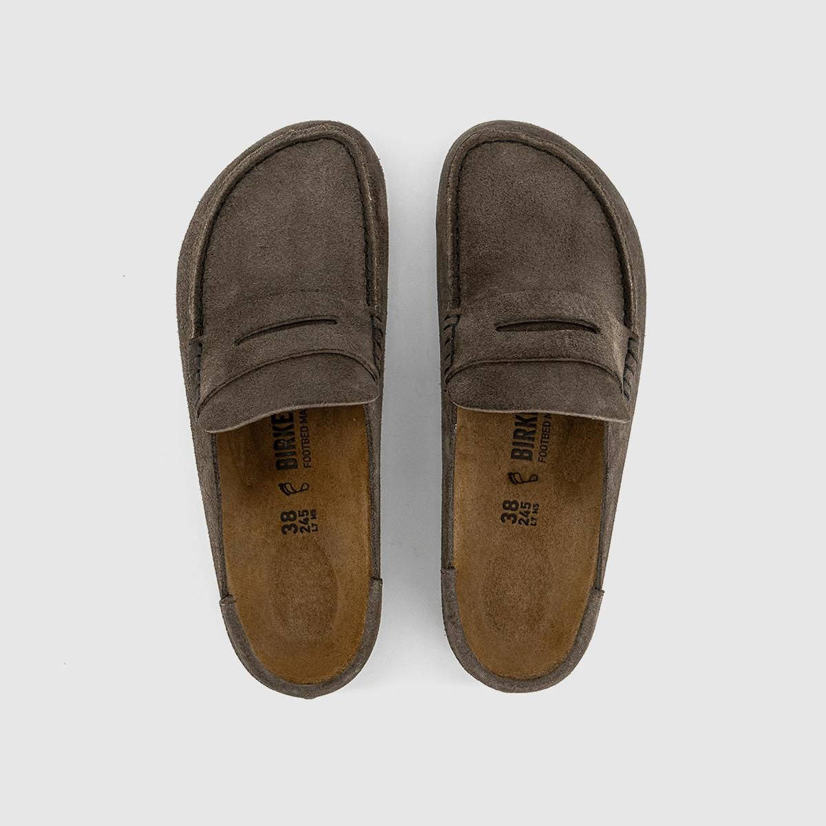Birkenstock Naples Wrapped Clogs Suede Concrete Grey 1029672 middle