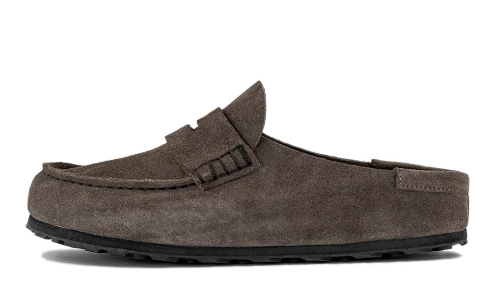 Birkenstock Naples Wrapped Clogs Suede Concrete Grey