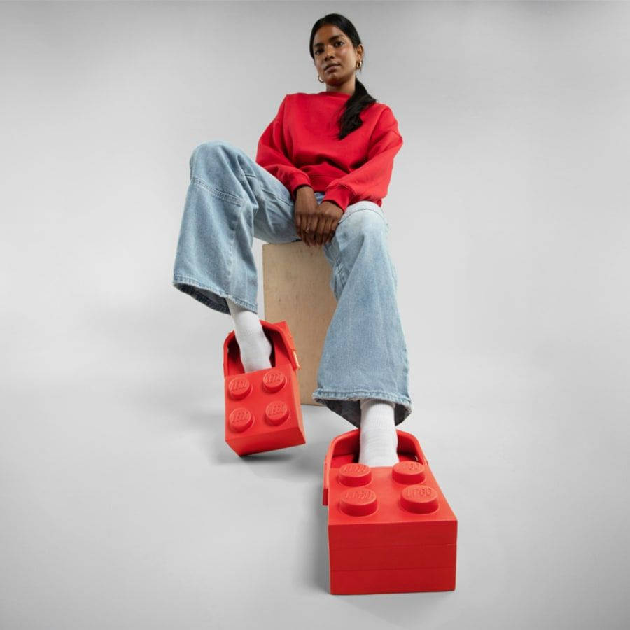 Crocs Brick Clog LEGO Red 211719-5DJ on foot