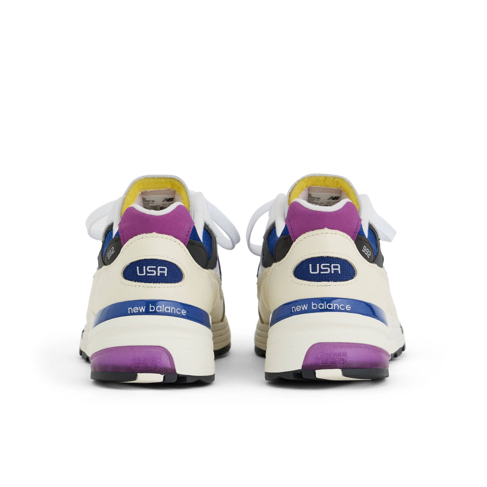 New Balance 992 White Team Royal Heel