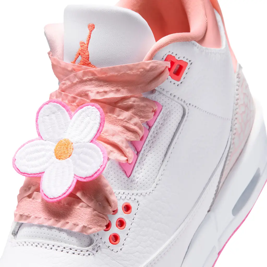 Air Jordan 3 Spring Floral GS detail showing elephant print and floral theme elements