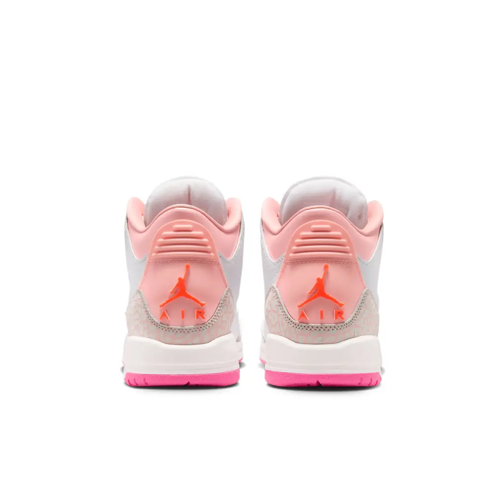 Air Jordan 3 Spring Floral GS heel showing Jumpman logo and pink heel tab