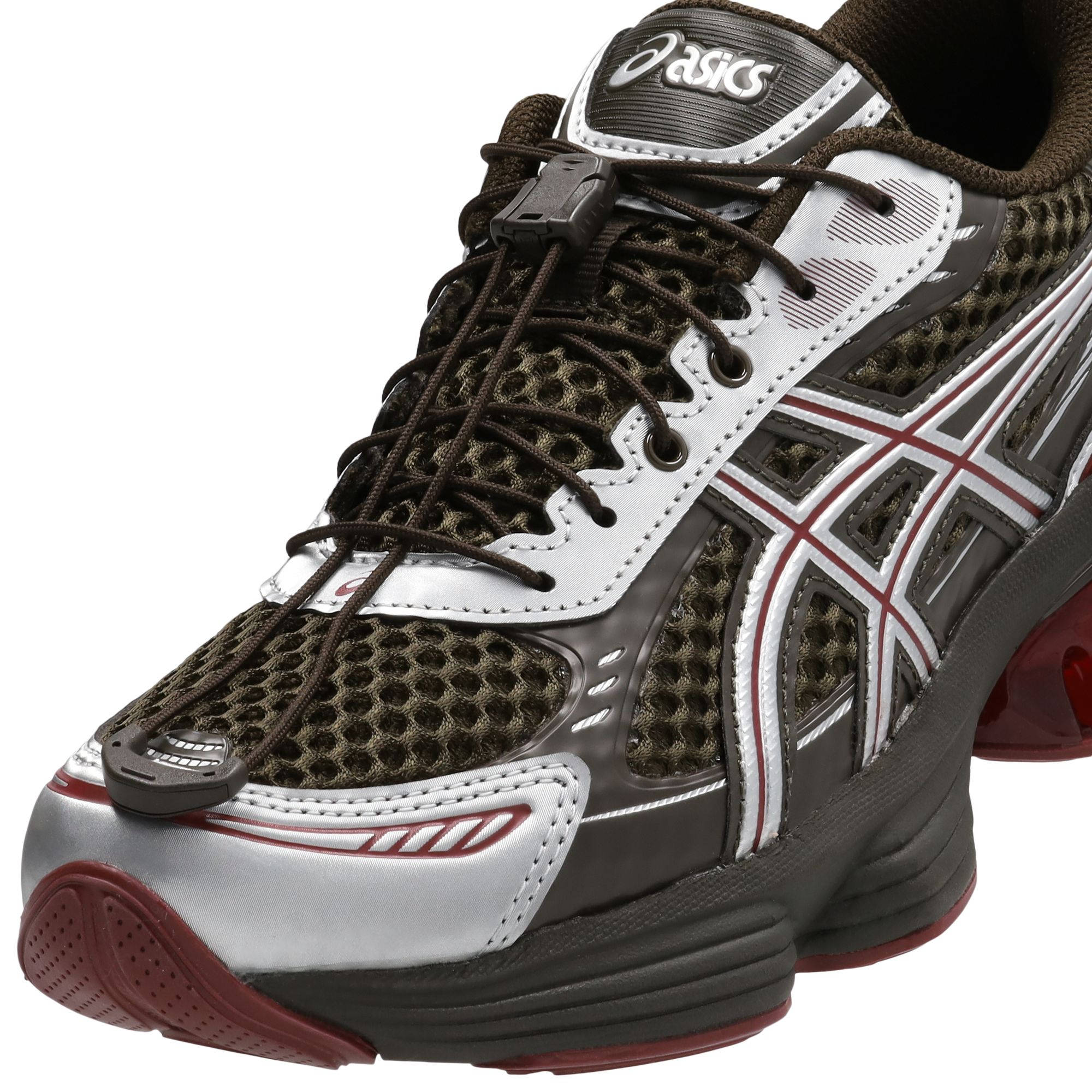 ASICS Gel-Kinetic Fluent Black Coffee Oxblood 1203B112-200 toe