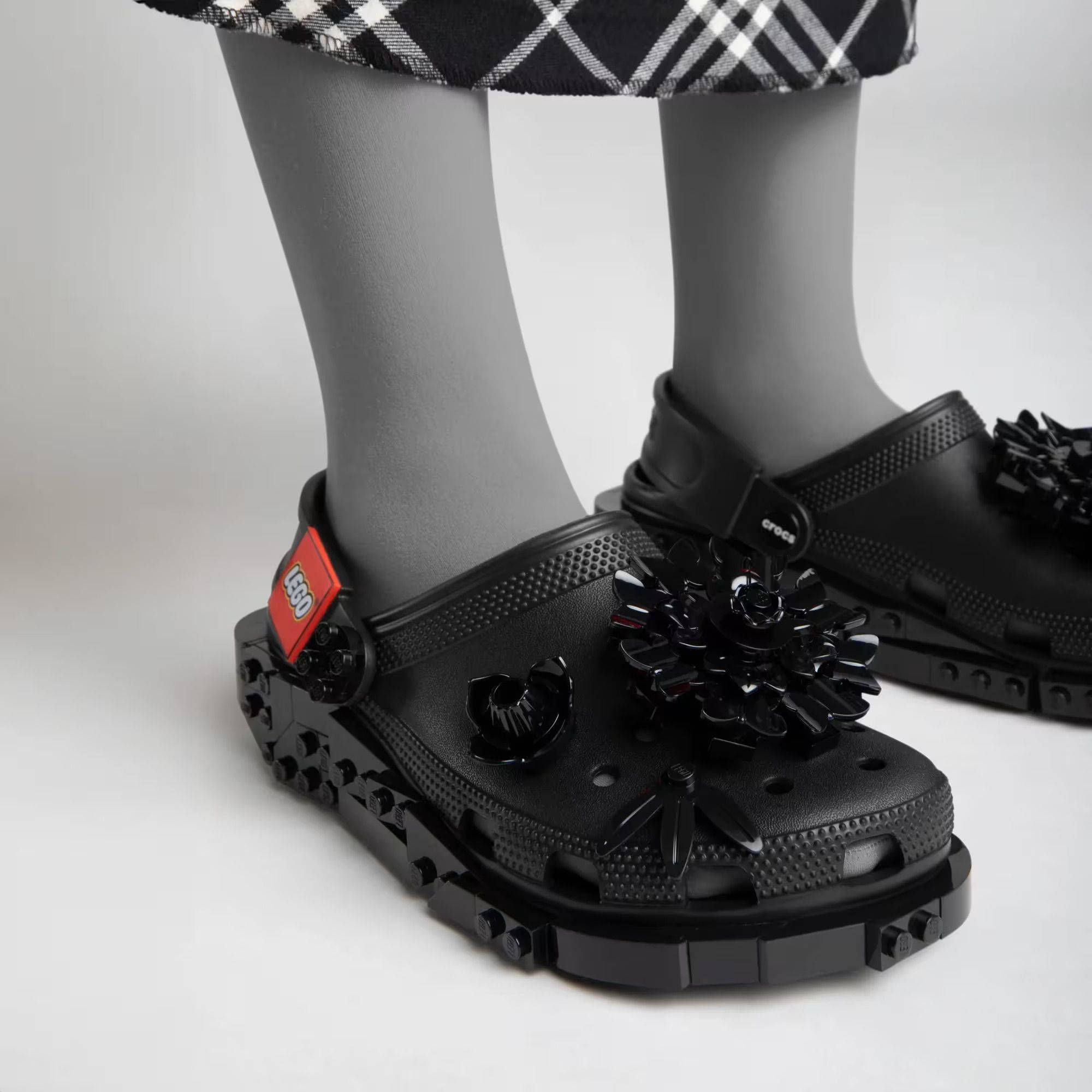 LEGO x Crocs Classic Clog Triple Black 212982-90H on foot