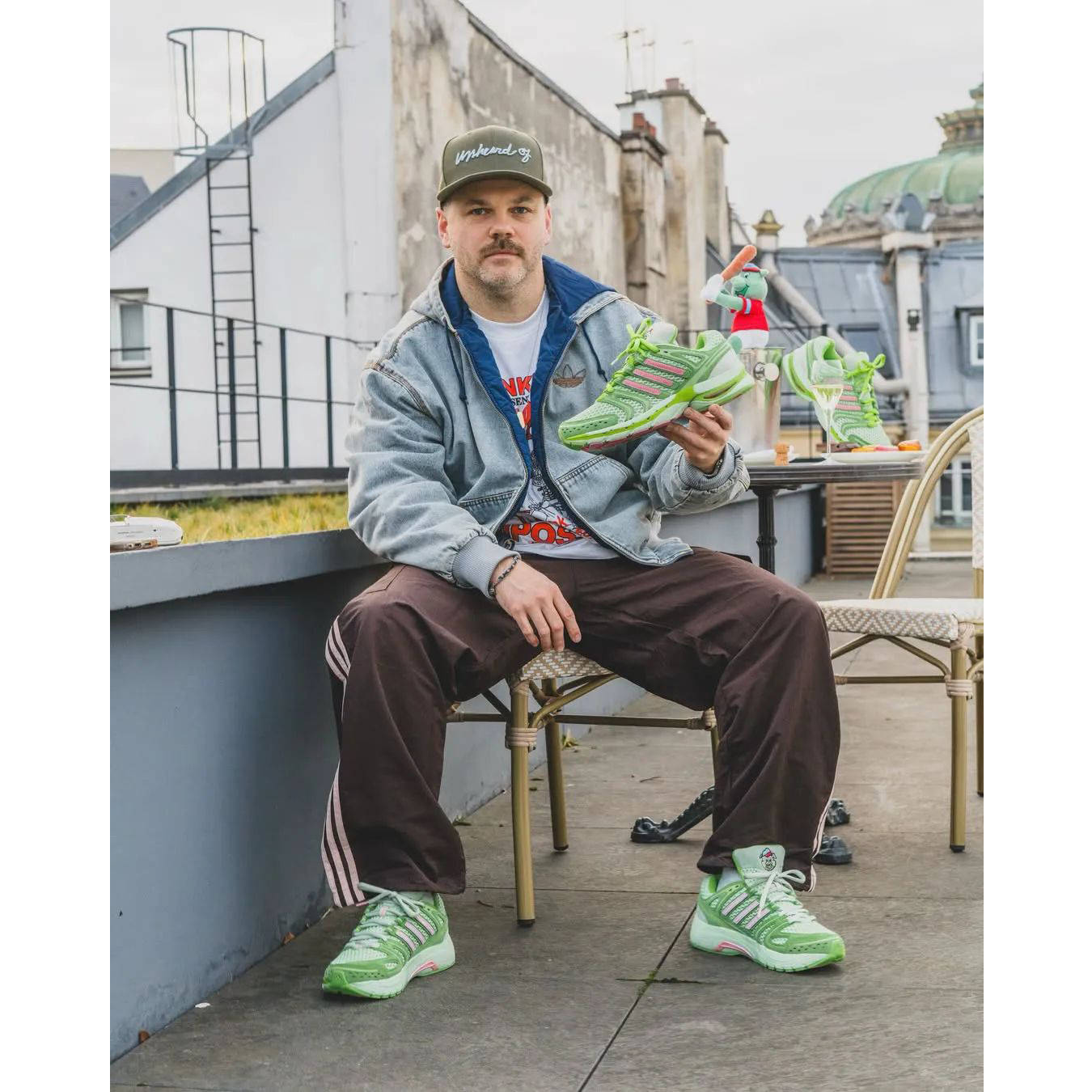 Unheardof x adidas Adistar Control 5 Piggy Runner 2.0 Green on foot