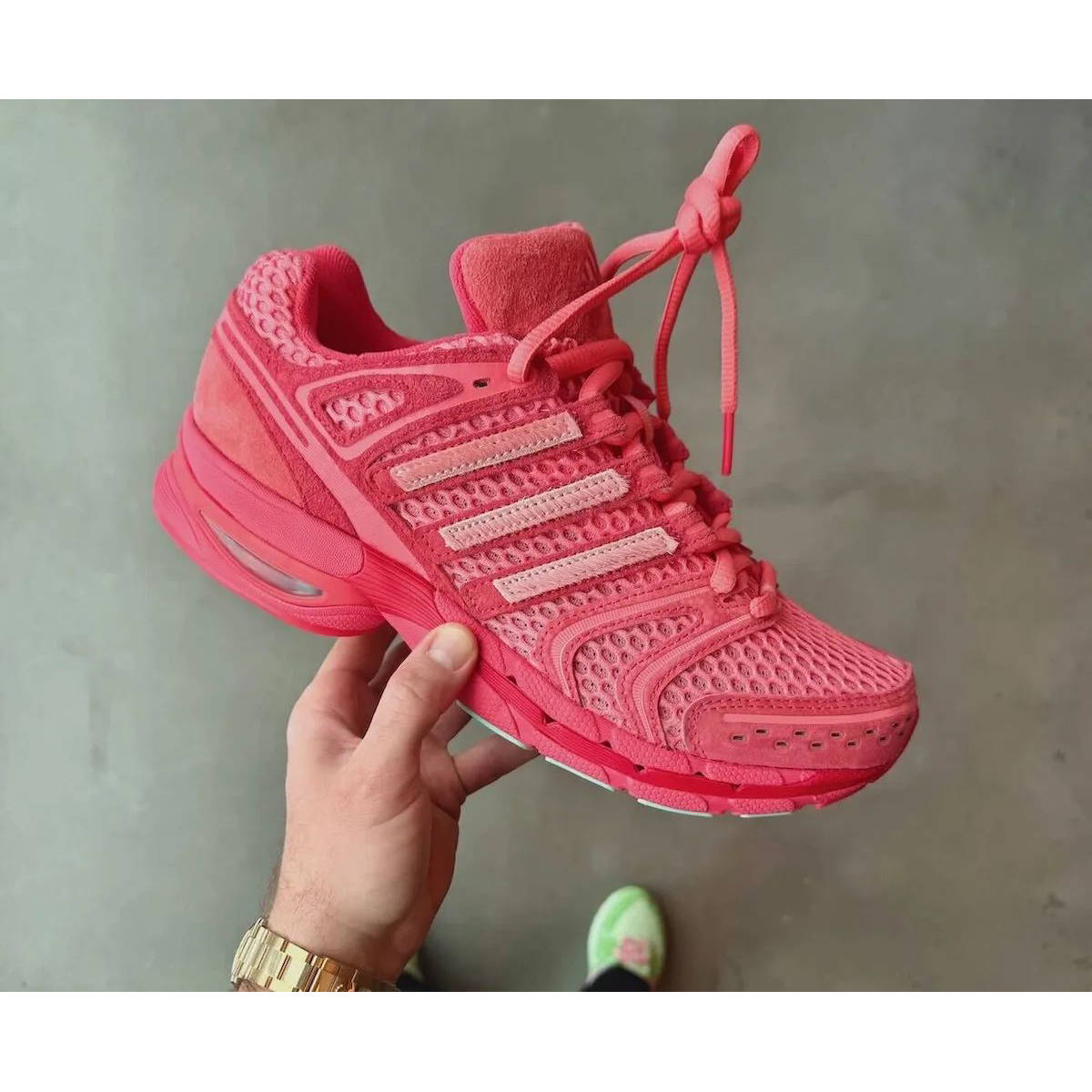 Unheardof x adidas Adistar Control 5 Piggy Runner 2.0 Pink on hand